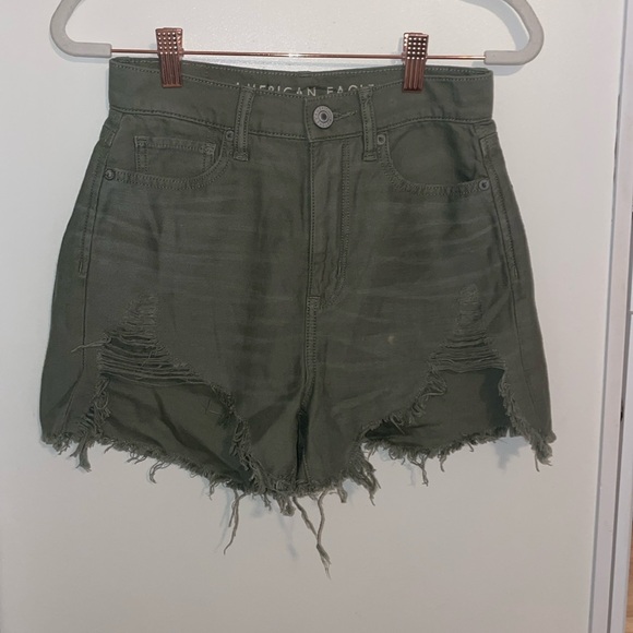 American Eagle Outfitters Pants - American Eagle Distressed khaki Green Highest Rise Mom Short | 00